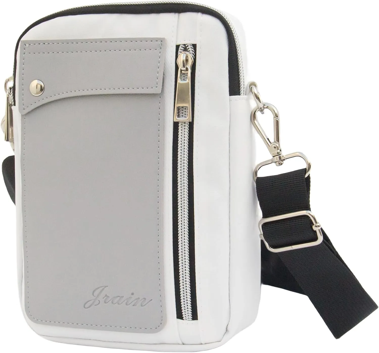 Jrain Crossbody Bag with Adjustable Strap,Contrast Color Design Nylon Water Resistant Satchel for Work Travel