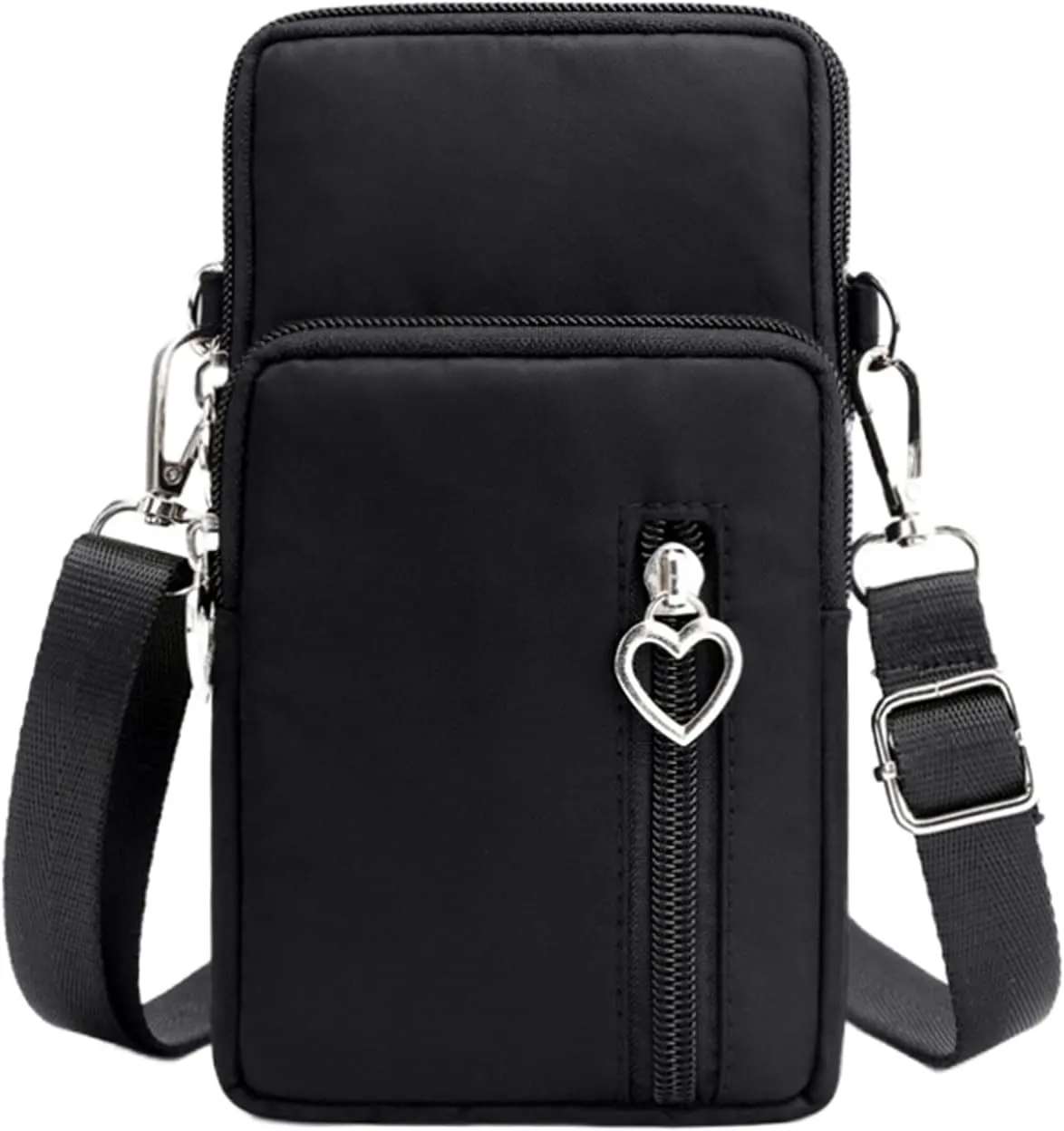 JUMISEE 3-Layers Crossbody Bag Cellphone Pouch Armband Wallet Nylon Smartphone Purse