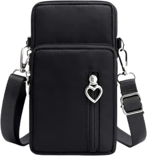 JUMISEE 3-Layers Crossbody Bag Cellphone Pouch Armband Wallet Nylon Smartphone Purse