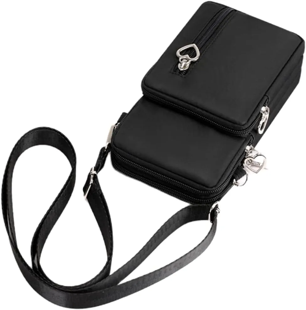 JUMISEE 3-Layers Crossbody Bag Cellphone Pouch Armband Wallet Nylon Smartphone Purse