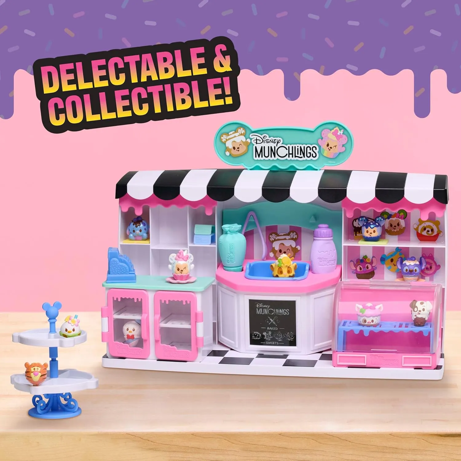 Just Play Disney Munchlings Mini Munch Bakery, 25-Piece Color Change Figure Playset, 1-inch Collectible Scented Figurines, Kids Toys for Ages 3 Up