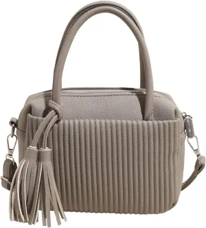 JYG Women's Strip pattern handbag Fashion PU Leather Satchel Purse Lightweight Shoulder Bag With Tassel Decoration