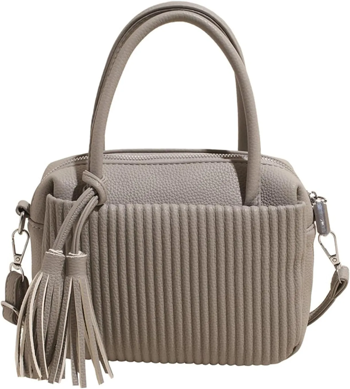 JYG Women's Strip pattern handbag Fashion PU Leather Satchel Purse Lightweight Shoulder Bag With Tassel Decoration