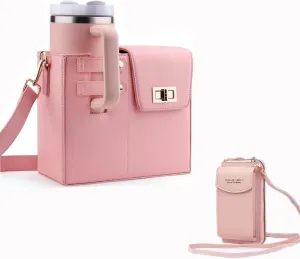 KALLAK Outdoor Portable Crossbody Water Cup Storage Bag, Crossbody Bag with Sports Water Bottle Holder for Women Men, Crossbody Cup Holder Bag