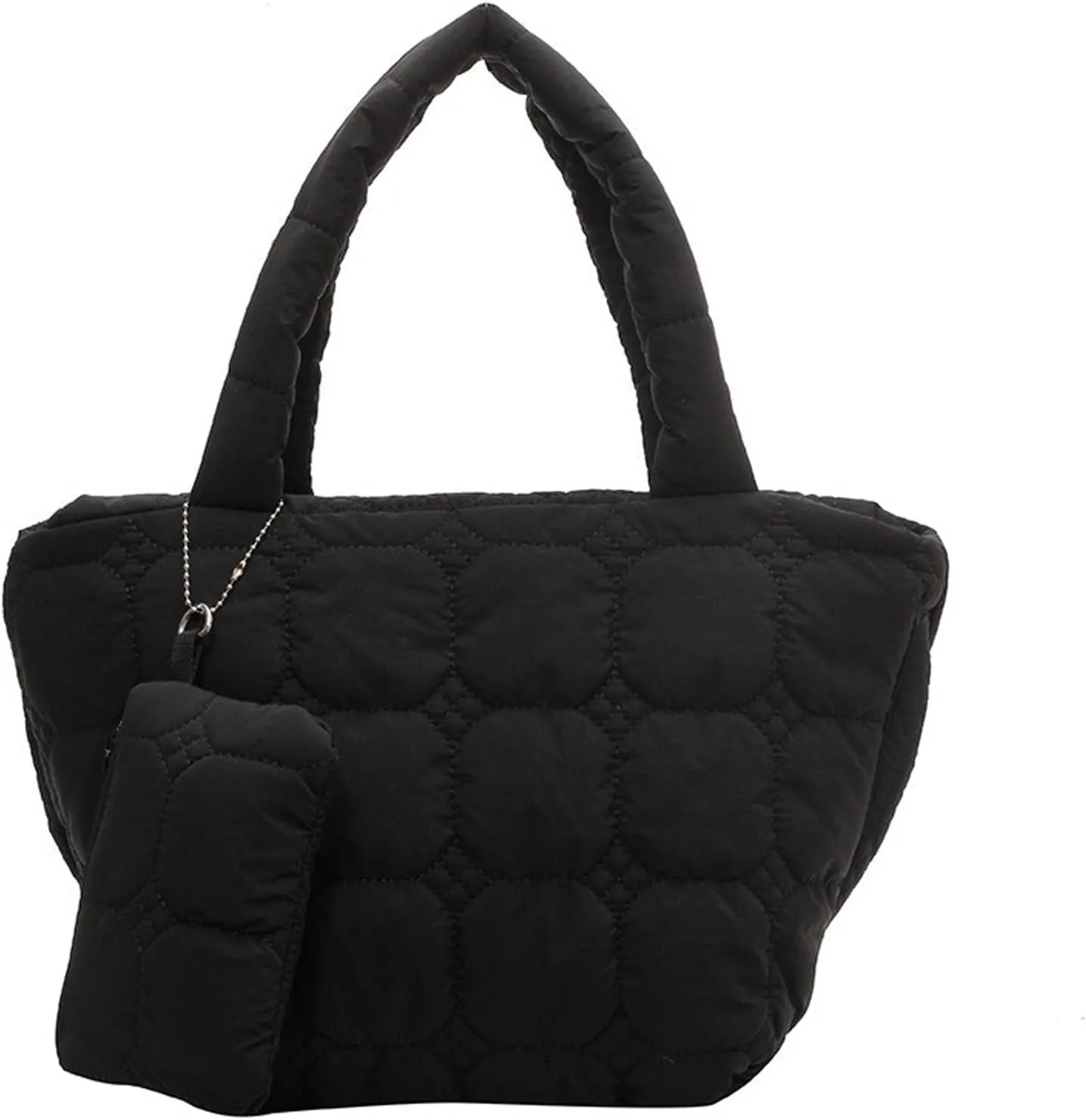 KARRESLY Quilted Tote Bag for Women Small Puffer Purse Quilted Nylon Padding Handbag with Wallet