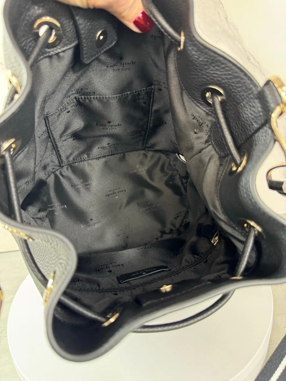 KATE SPADE ROSIE GRAINED LEATHER LARGE BUCKET BAG