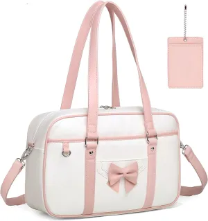 Kawaii Japanese Shoulder Bag Messenger Crossbody Cute Bowknot Bookbag Satchel with Card Holder