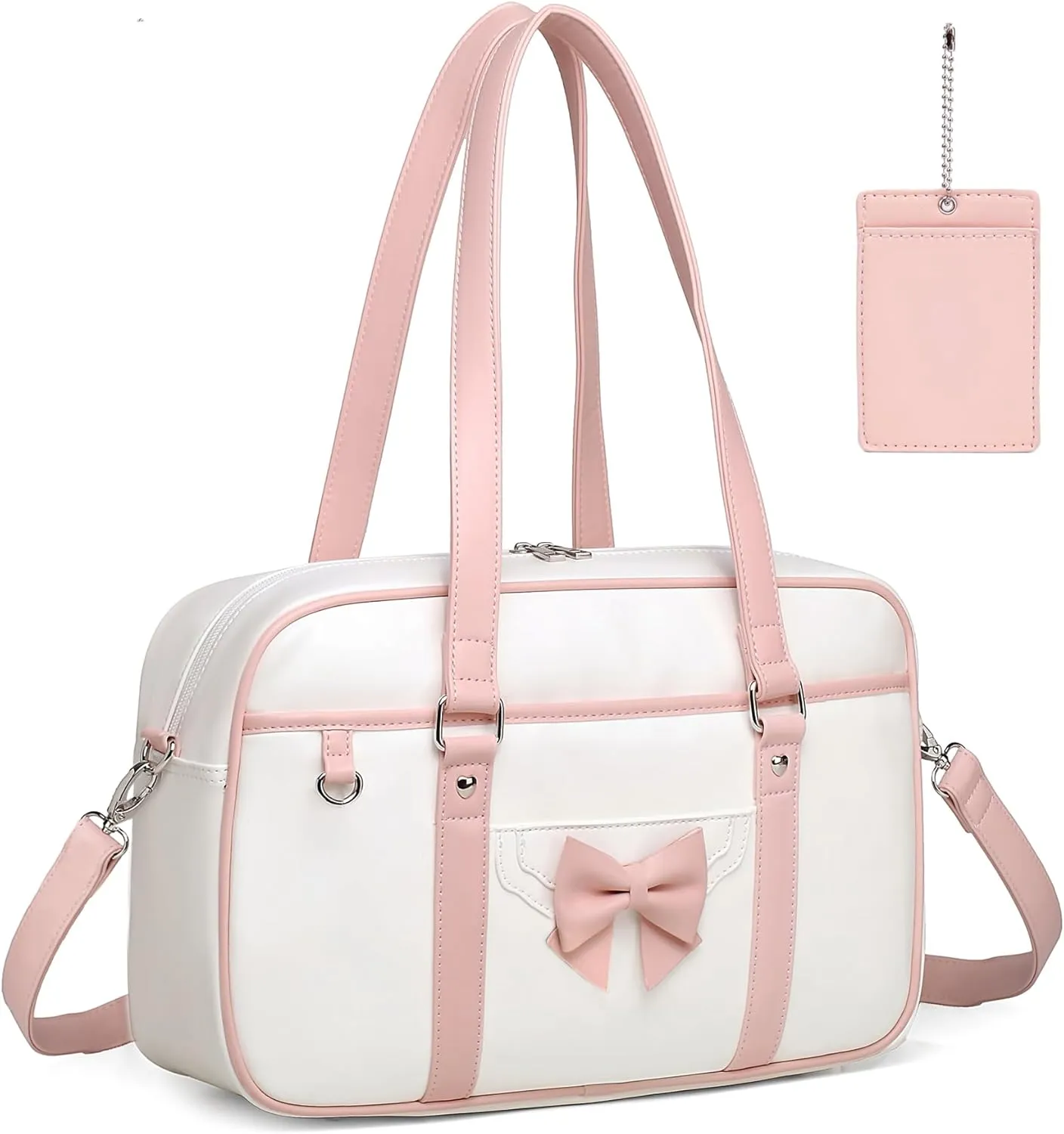 Kawaii Japanese Shoulder Bag Messenger Crossbody Cute Bowknot Bookbag Satchel with Card Holder
