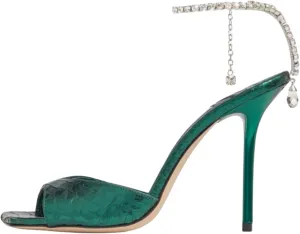 keleimusi Crystal-Embellished Ankle Strap Heels Sandals Wedding Dress Square Open Toe High Heeled Sandals for Women