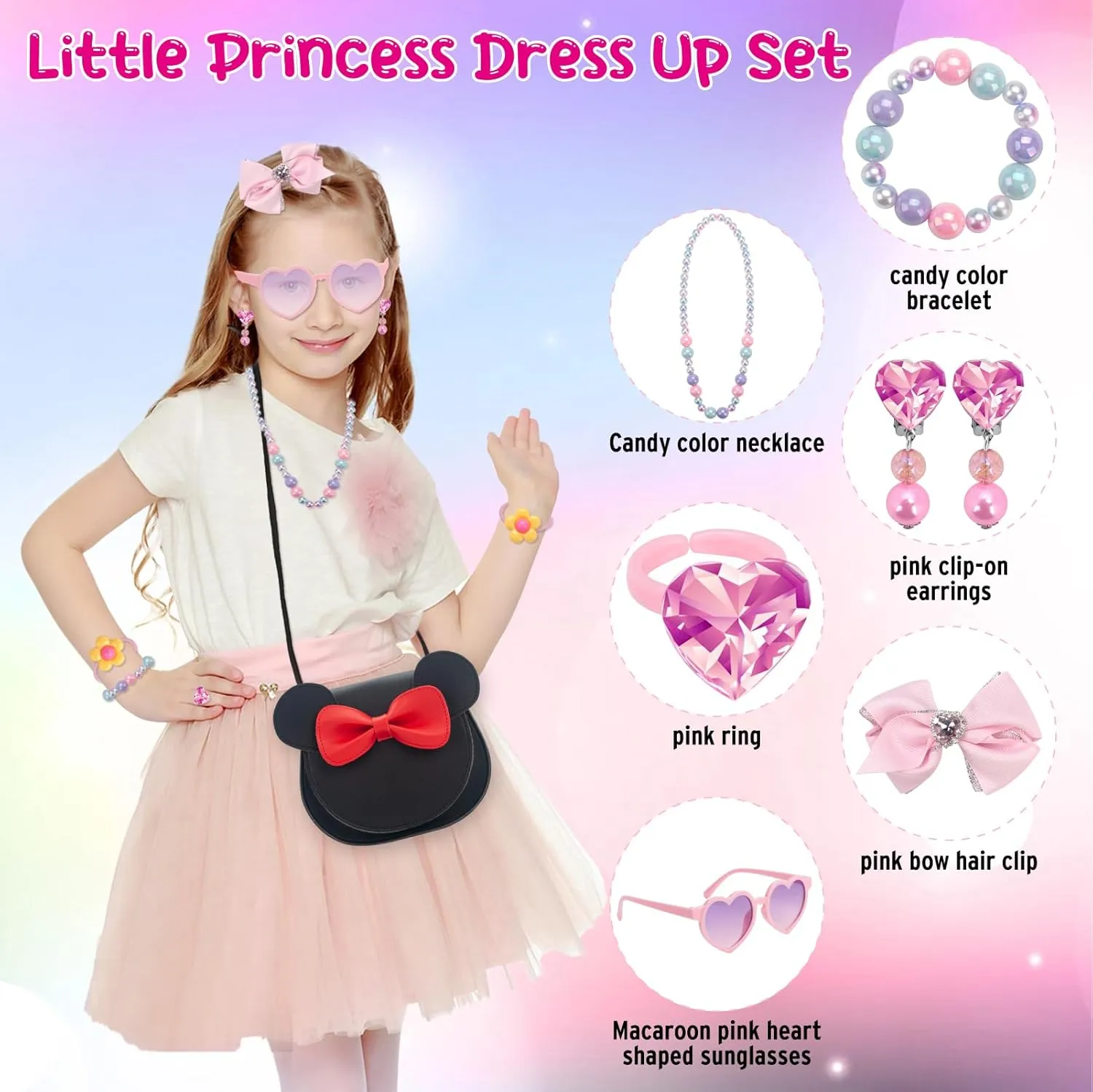 Kids Purse Toddler Gifts for Girls, Cute Little Girls Purse Mouse Ear Crossbody Bag, Princess Handbags for Age 3-14