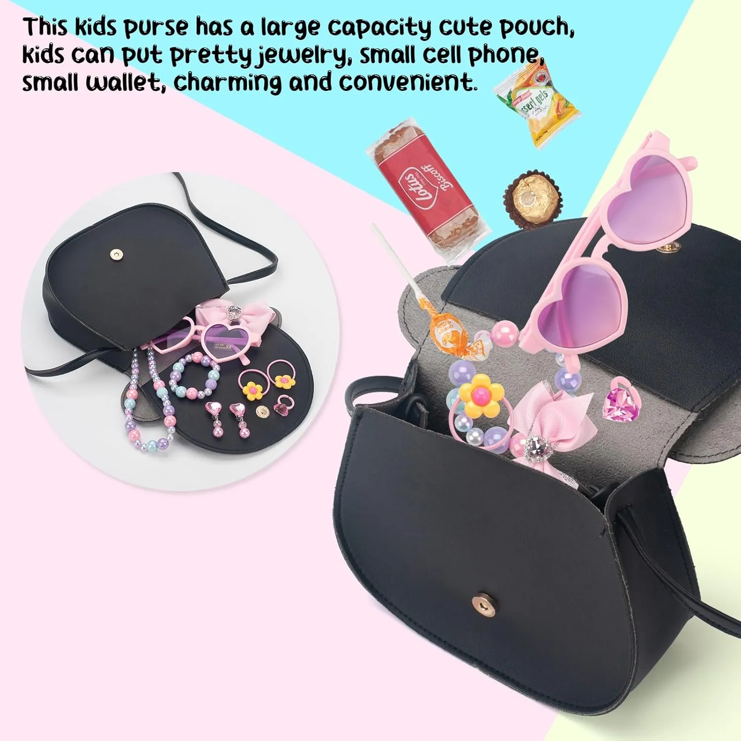 Kids Purse Toddler Gifts for Girls, Cute Little Girls Purse Mouse Ear Crossbody Bag, Princess Handbags for Age 3-14