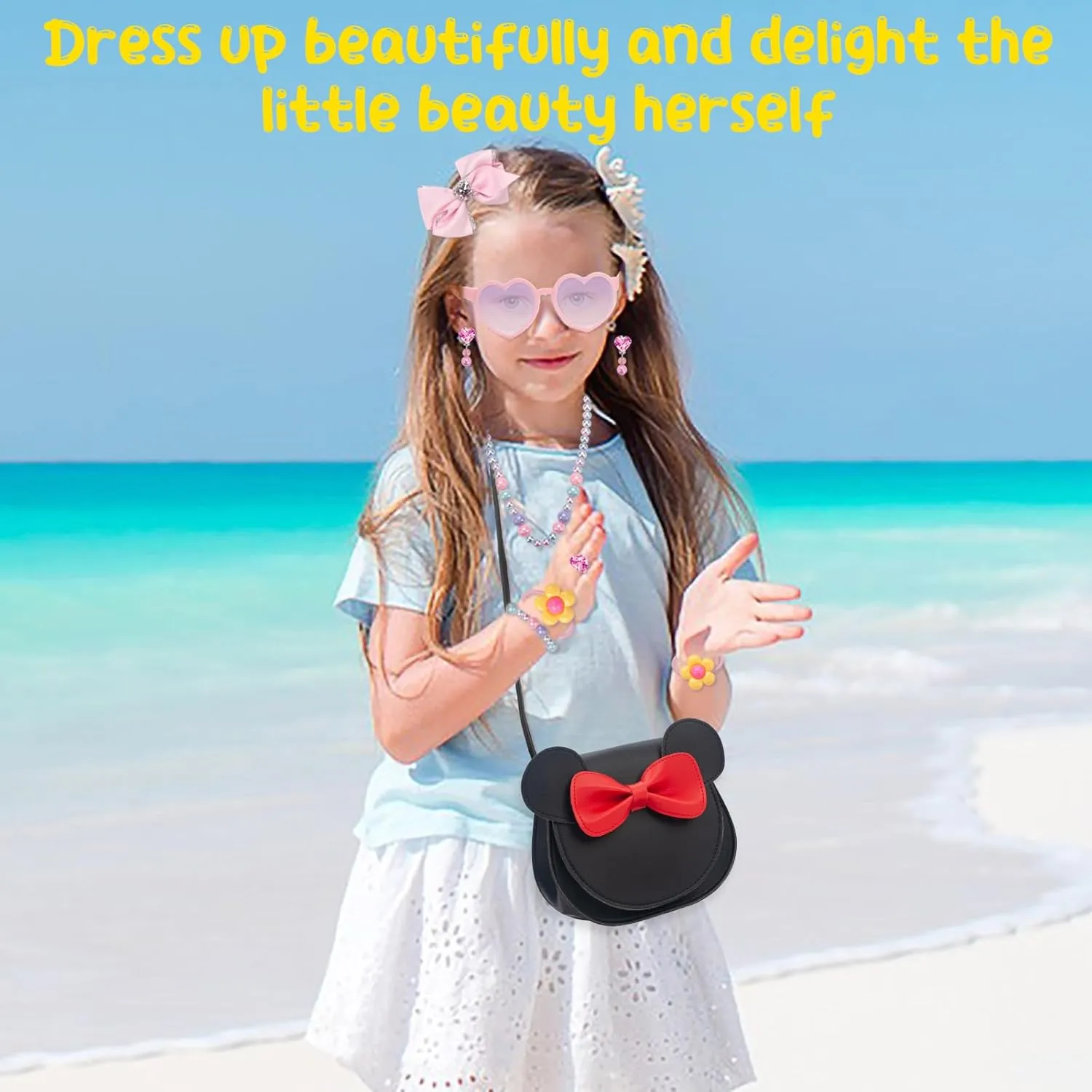 Kids Purse Toddler Gifts for Girls, Cute Little Girls Purse Mouse Ear Crossbody Bag, Princess Handbags for Age 3-14