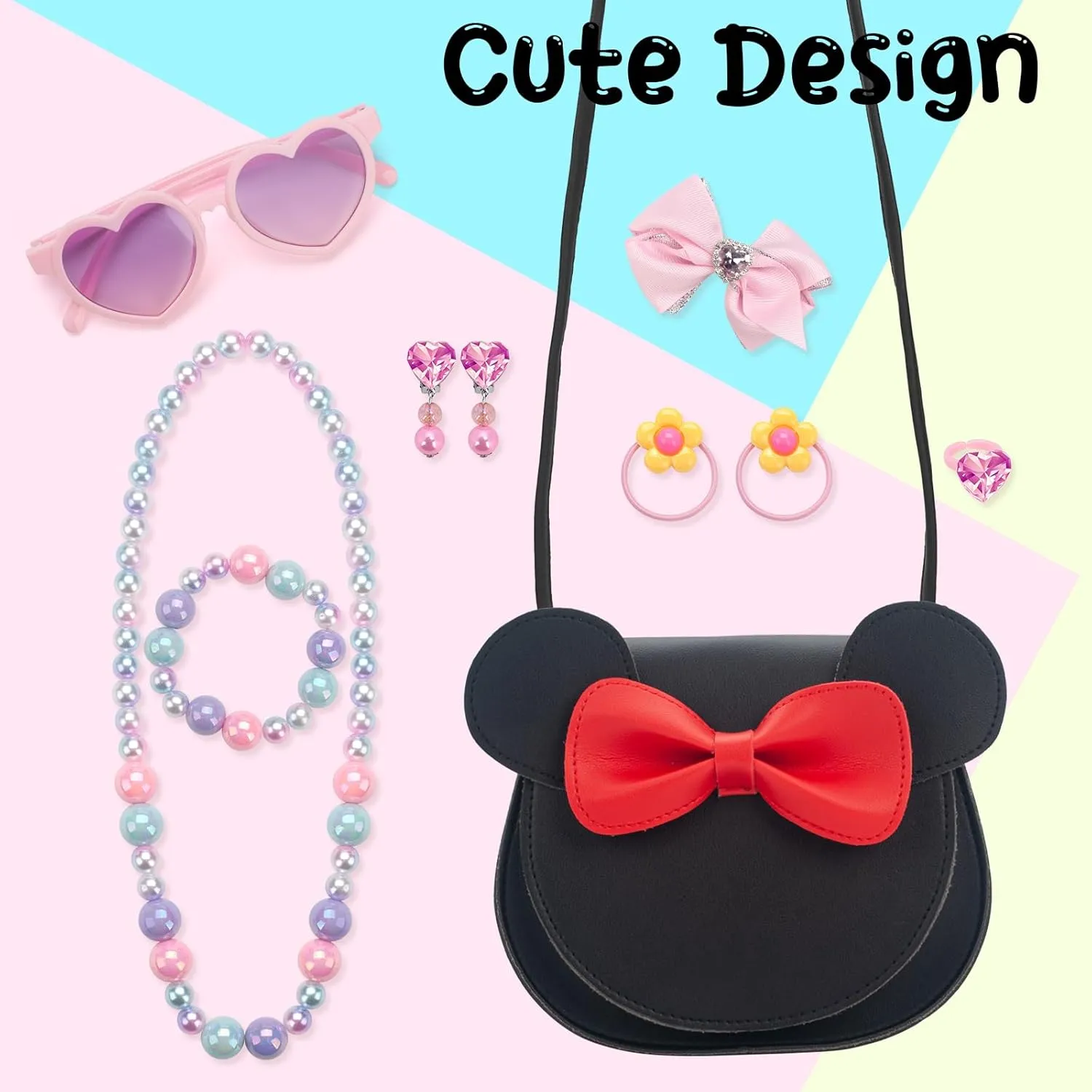 Kids Purse Toddler Gifts for Girls, Cute Little Girls Purse Mouse Ear Crossbody Bag, Princess Handbags for Age 3-14