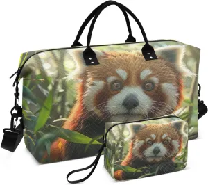 Kigai Cute Raccoon Foldable Travel Duffel Bags,Sports Duffel Bags for Men Women,Weekender Overnight Bag Gym Tote Bag with Toiletry Bag