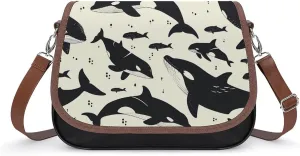 Killer Whale Printed Women's Crossbody Bags Novelty Purse Handbag Shoulder Bag For Women