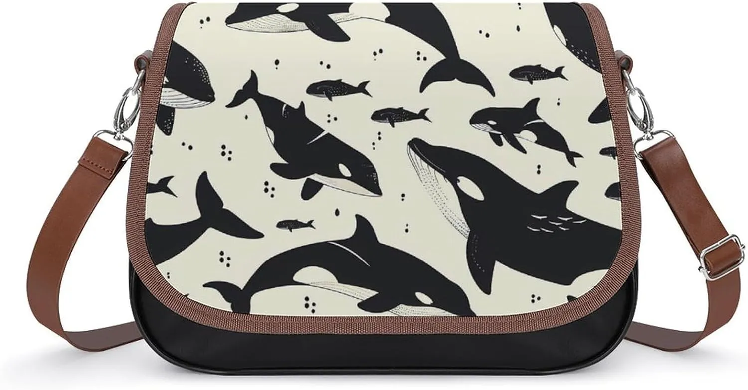 Killer Whale Printed Women's Crossbody Bags Novelty Purse Handbag Shoulder Bag For Women