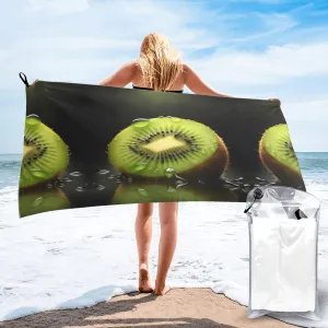 Kiwi Slice Premium Compact Microfiber Travel Towel-Featherlight & Quick Dry,Sand-Resistant Beach Towel for Swimming,Camping,Vacation Essentials with Carry Pouch