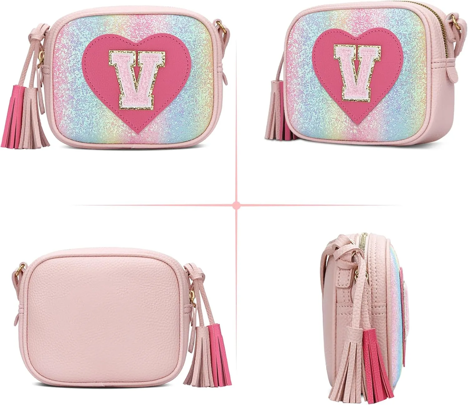 KKXIU 2 3 4 5 6 7 8 9 10 Year Old Girl Gift Kids Purse Toddler Wallet Crossbody Bag with Tassel