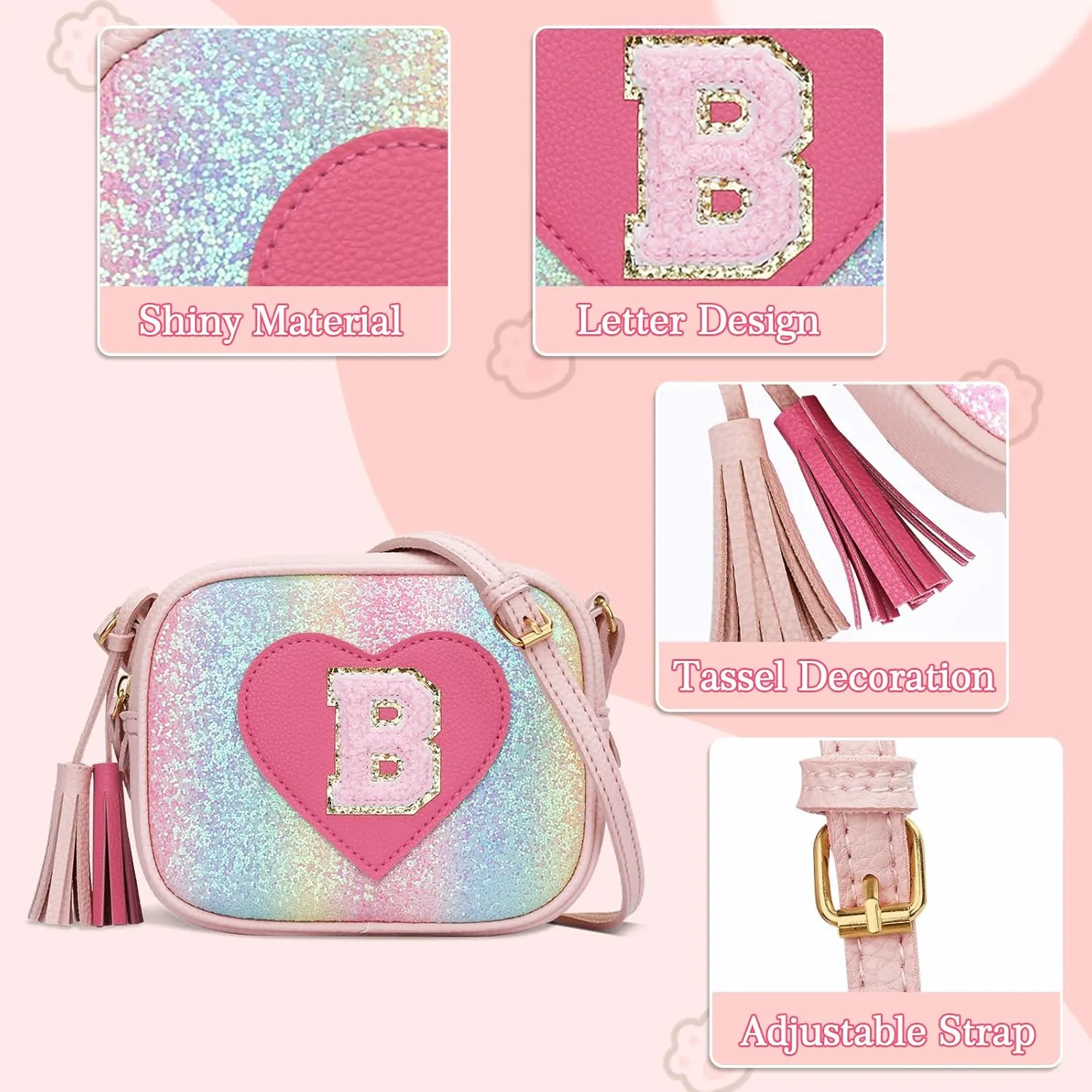 KKXIU 2 3 4 5 6 7 8 9 10 Year Old Girl Gift Kids Purse Toddler Wallet Crossbody Bag with Tassel