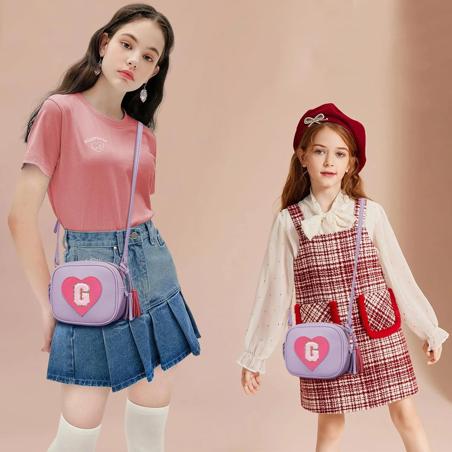 KKXIU 2 3 4 5 6 7 8 9 10 Year Old Girl Gift Kids Purse Toddler Wallet Crossbody Bag with Tassel