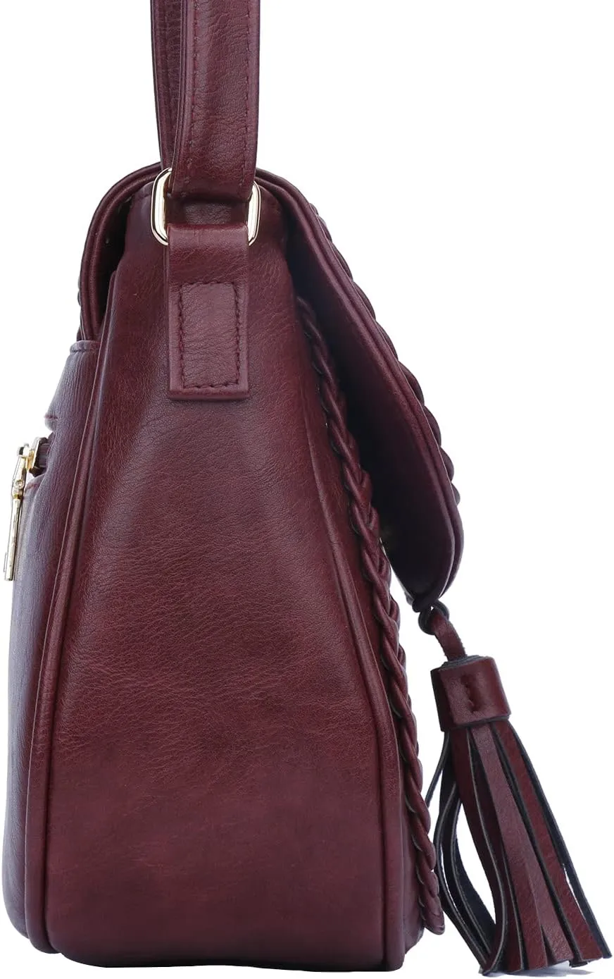 KKXIU Casual Flap Saddle Crossbody Bags for Women Purses and Handbags with Tassel