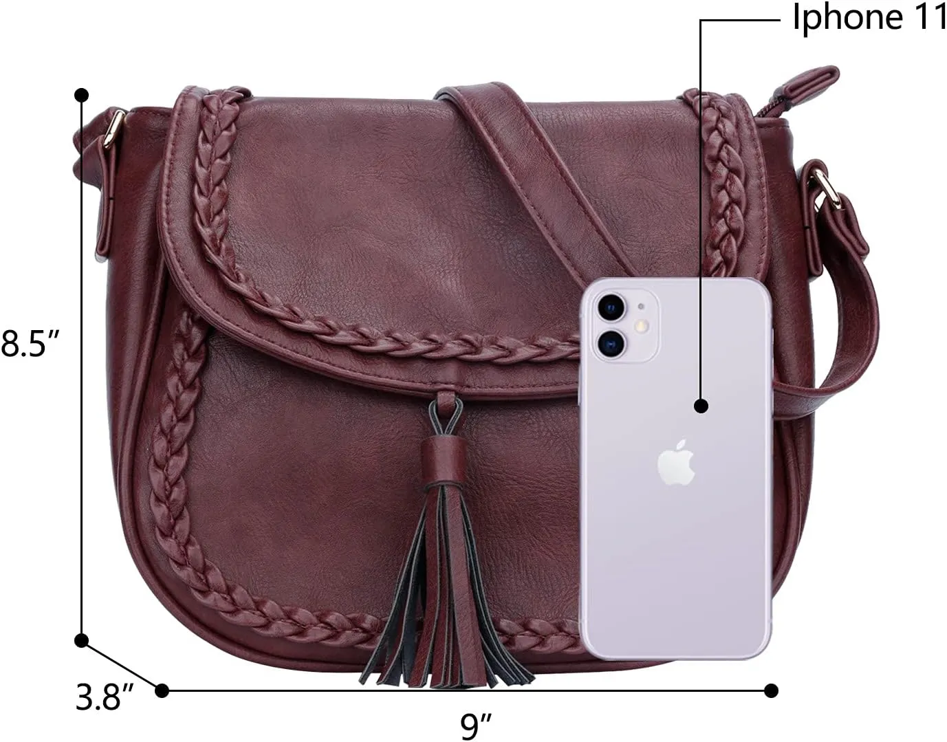KKXIU Casual Flap Saddle Crossbody Bags for Women Purses and Handbags with Tassel