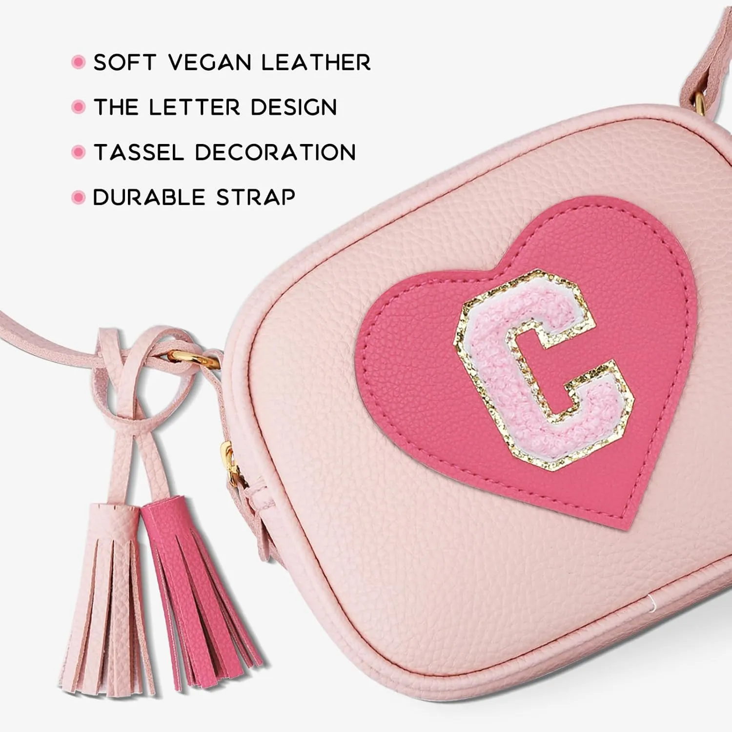 KKXIU Kids Purse Toddler Gifts for Girls and Women Vegan Leather Tassel Crossbody Bag with Sunglasses