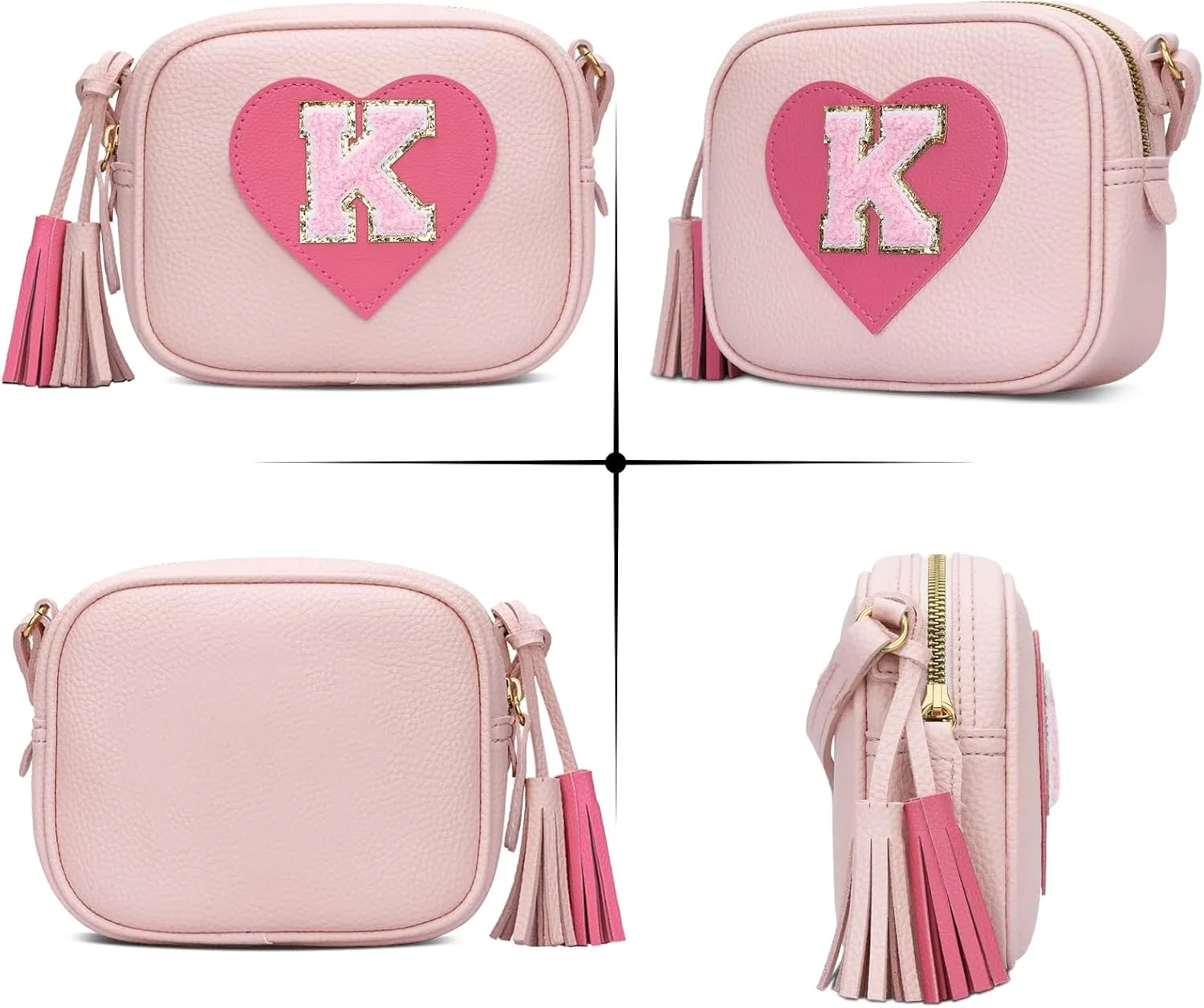 KKXIU Kids Purse Toddler Gifts for Girls and Women Vegan Leather Tassel Crossbody Bag with Sunglasses