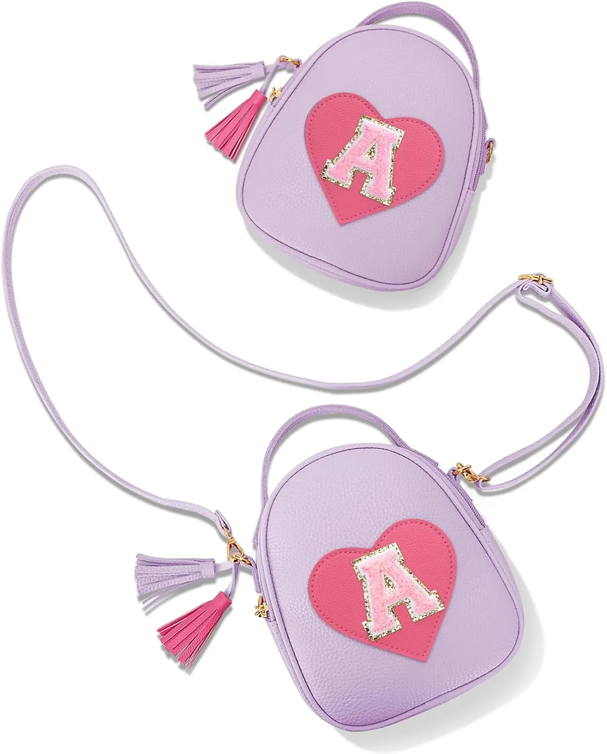 KKXIU Purse Gifts for Girls Cute Little Girl Crossbody Bag Heart Kids Small Backpack with Tassel (Purple-A)
