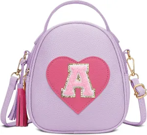 KKXIU Purse Gifts for Girls Cute Little Girl Crossbody Bag Heart Kids Small Backpack with Tassel (Purple-A)