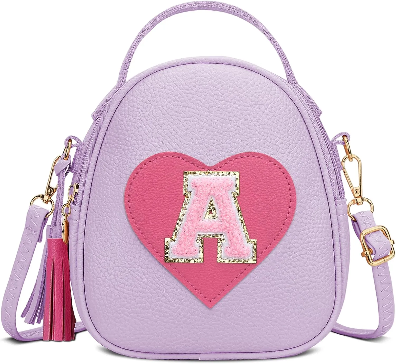 KKXIU Purse Gifts for Girls Cute Little Girl Crossbody Bag Heart Kids Small Backpack with Tassel (Purple-A)