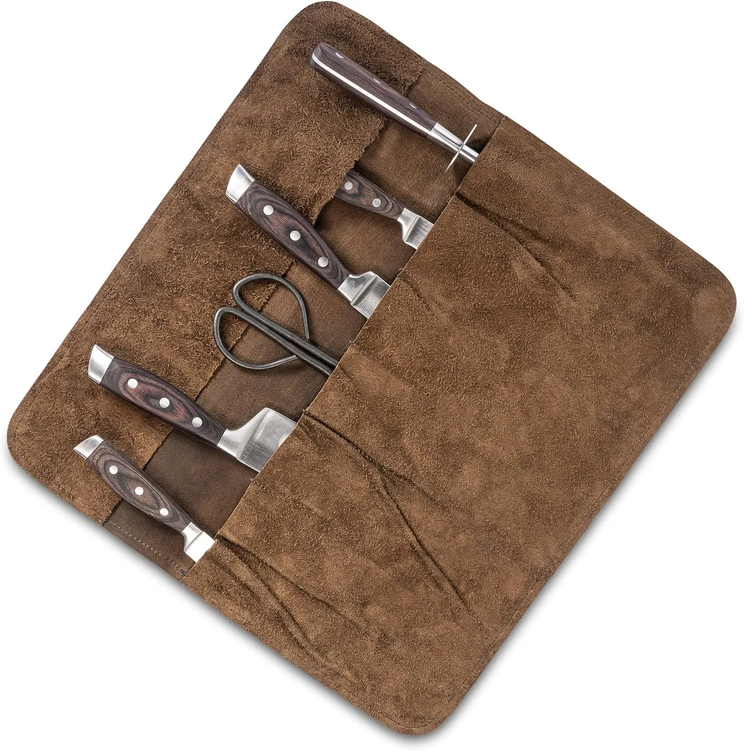 Knife Roll Bag Genuine Leather – Chef`s knife bag 7 slots – Leather Knife Case Sam