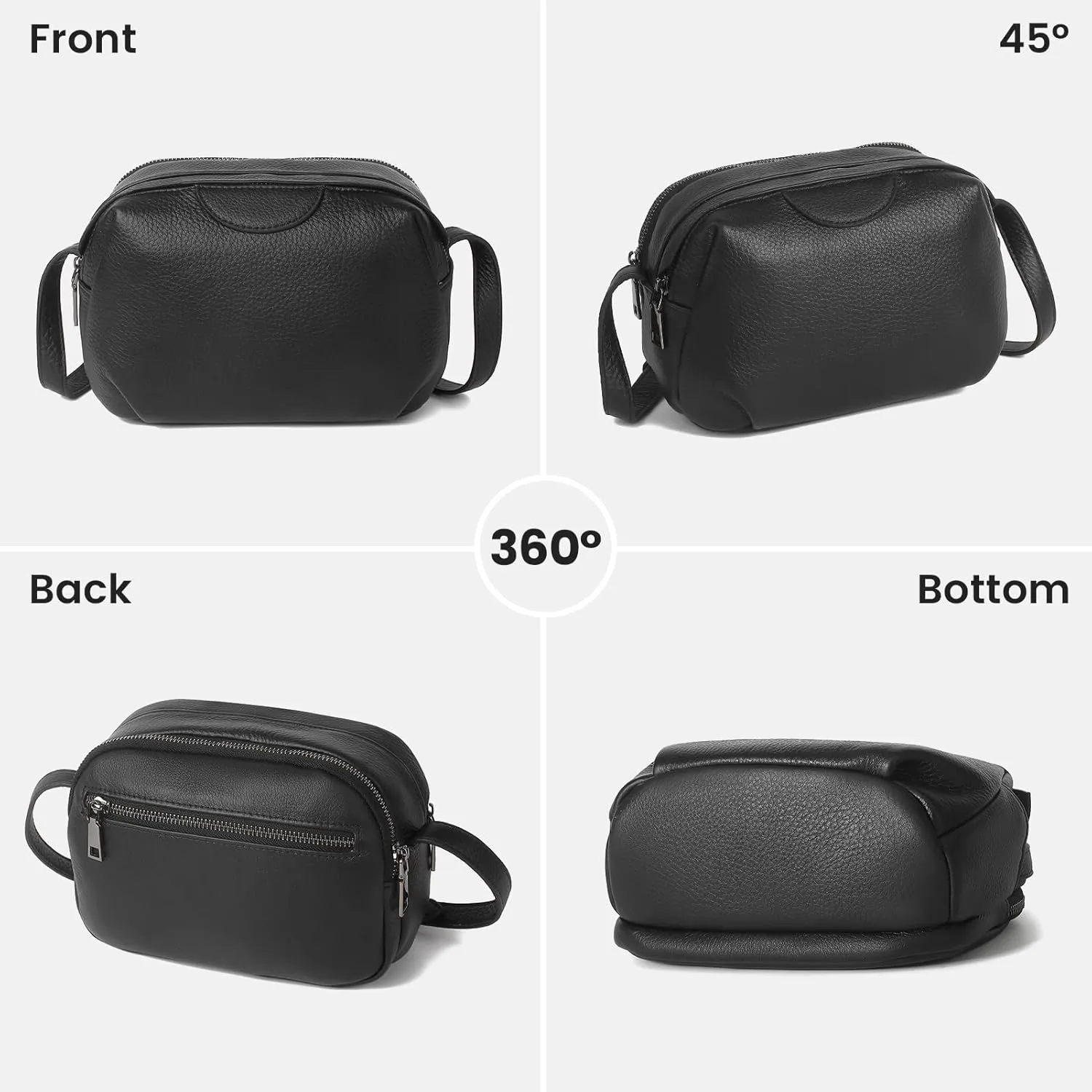 KOGTLA Women's Small Genuine Leather Crossbody Bags with Adjustable Strap, Anti-Theft Purses with Credit Card Slots