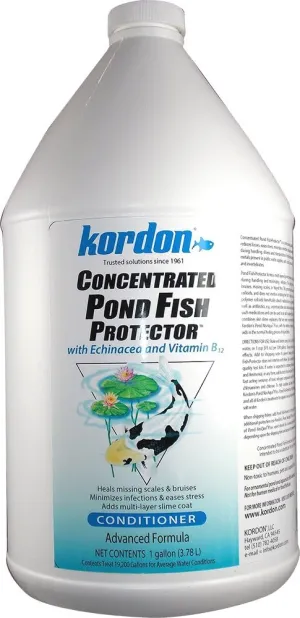 KORDON Concentrated Pond Fish Protector – Essential Vitamins & Supplements to Boost Koi Immunity, Replaces Slime Coat, Soothes Damaged Scales & Bruises, Minimizes Infections, 1-gallon