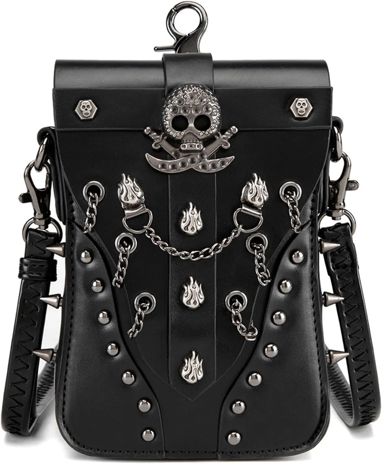 KOTORA Gothic Steampunk Crossbody Bag, Small Shoulder Purse, Phone Holder, Halloween Festival Accessory