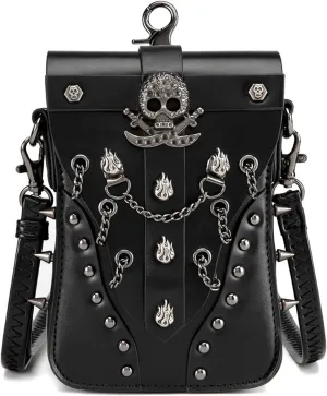 KOTORA Gothic Steampunk Crossbody Bag, Small Shoulder Purse, Phone Holder, Halloween Festival Accessory