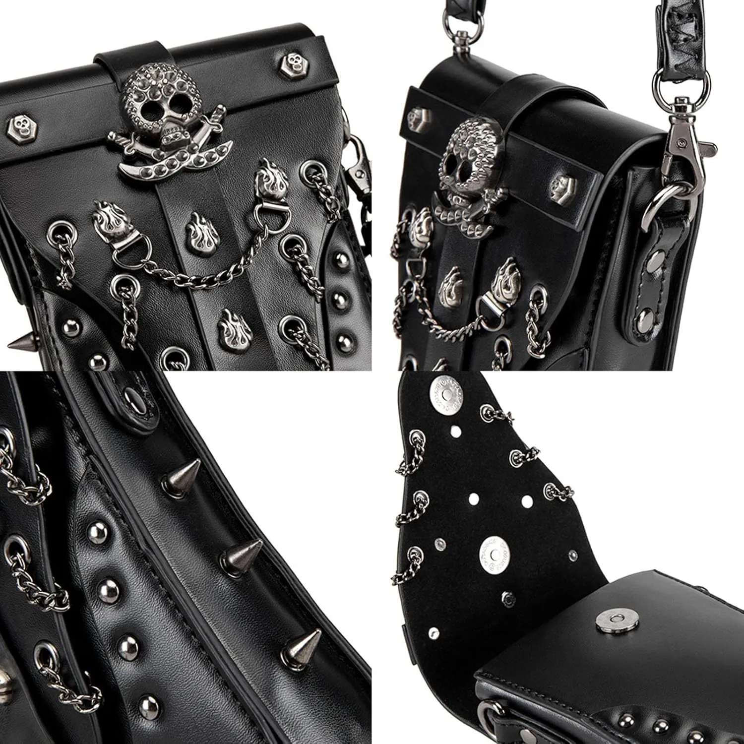 KOTORA Gothic Steampunk Crossbody Bag, Small Shoulder Purse, Phone Holder, Halloween Festival Accessory