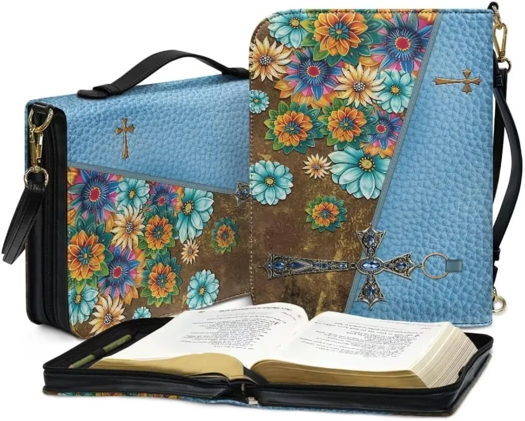Kuiaobaty Bible Cover PU Leather Bible Carring Bag Crossbody Bible Protective Holder