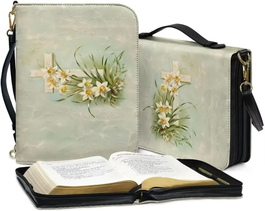 Kuiaobaty Bible Cover PU Leather Bible Carring Bag Crossbody Bible Protective Holder