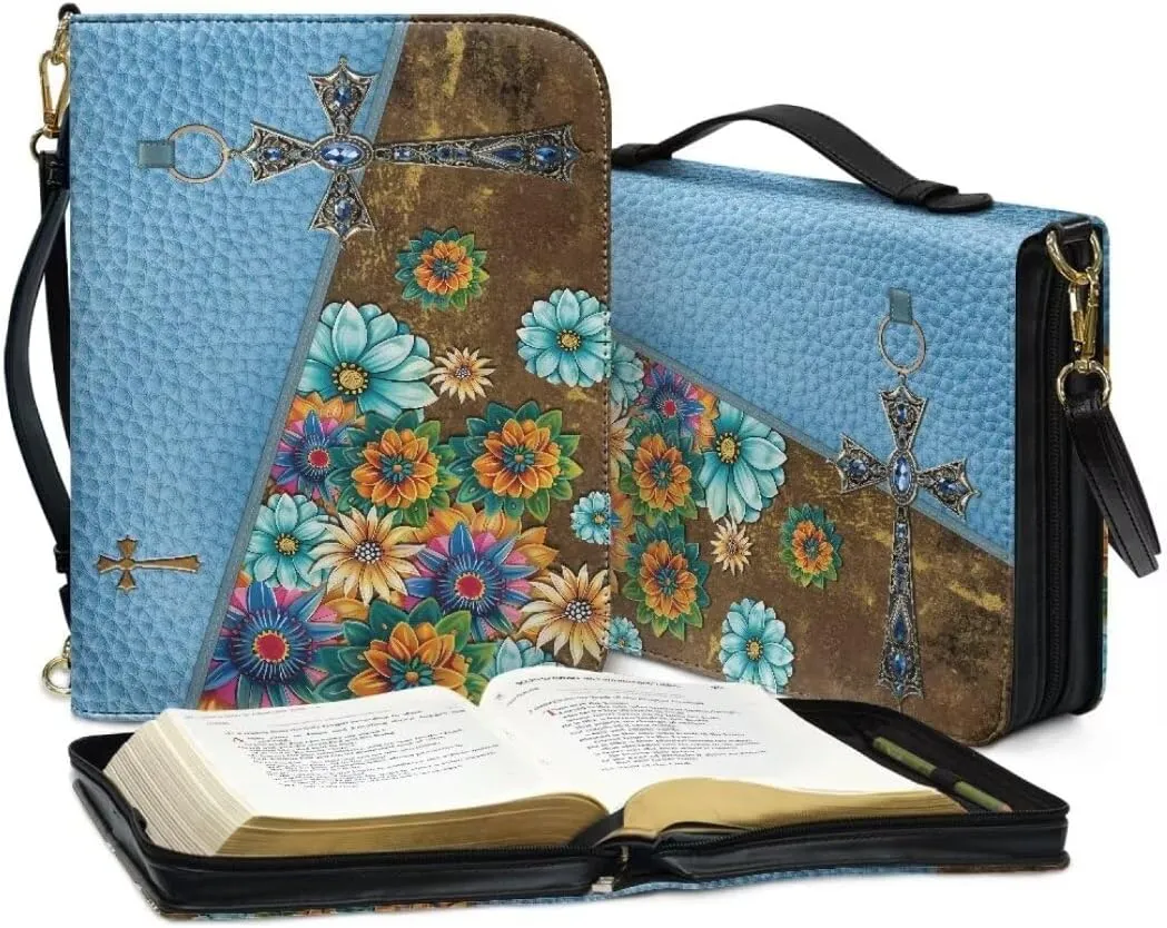 Kuiaobaty Bible Cover PU Leather Bible Carring Bag Crossbody Bible Protective Holder