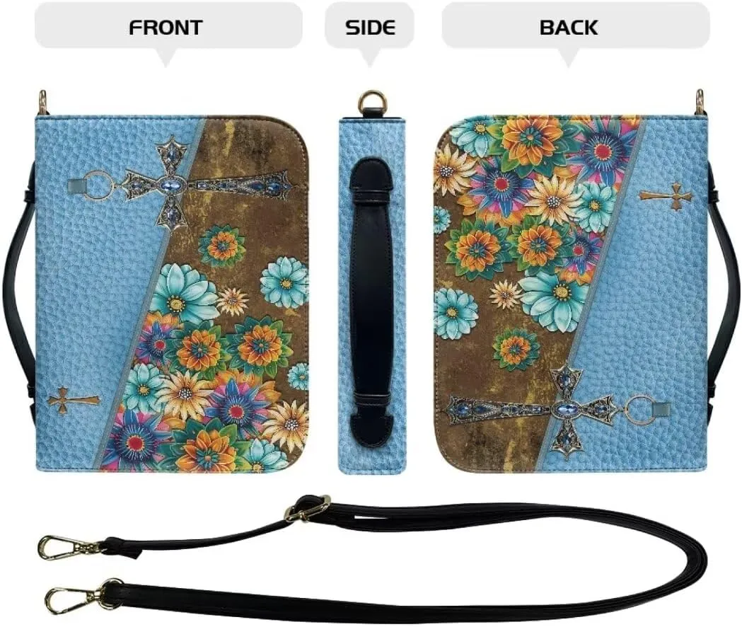 Kuiaobaty Bible Cover PU Leather Bible Carring Bag Crossbody Bible Protective Holder