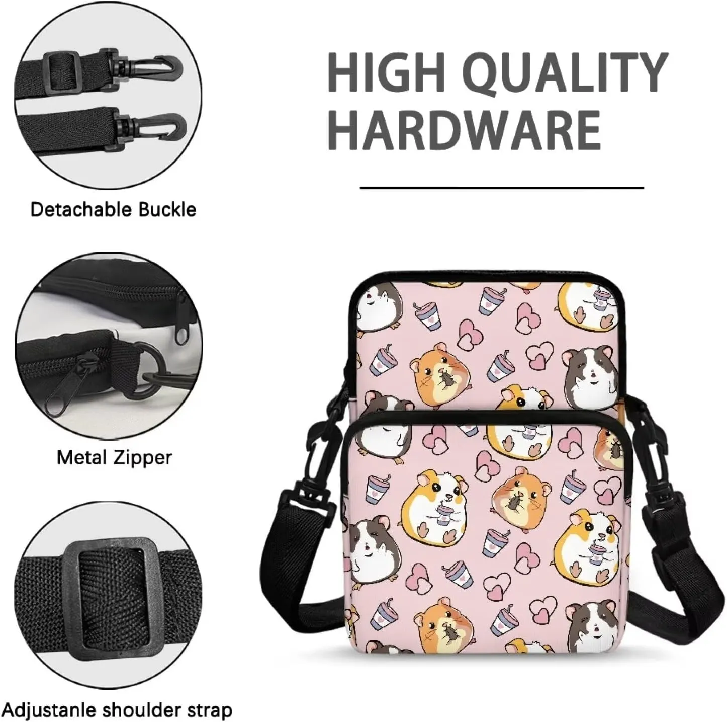 Kuiaobaty Crossbody Bag Sling Purse for Women Men Kids Cell Phone Holder Shoulder Bag with Removable Adjustable Strap