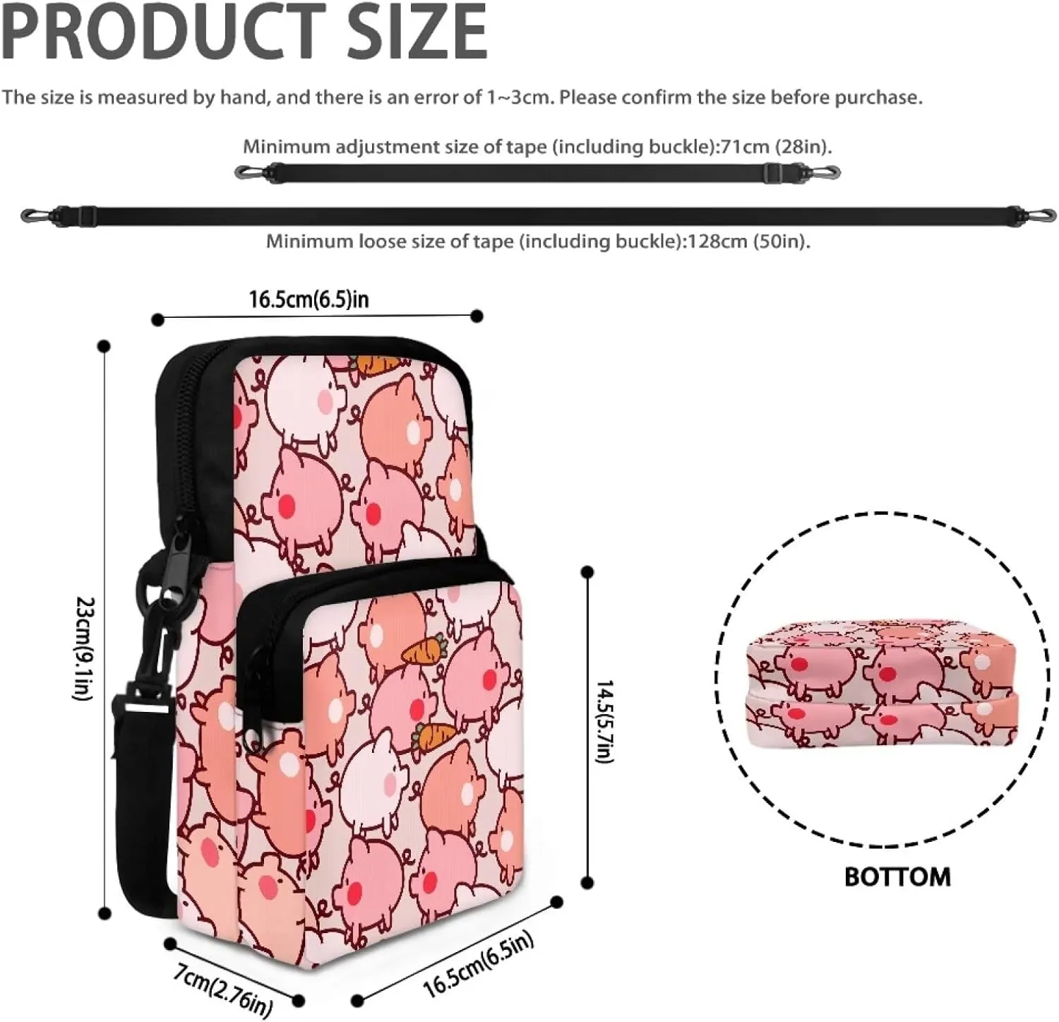 Kuiaobaty Crossbody Bag Sling Purse for Women Men Kids Cell Phone Holder Zipper Closure with Removable Adjustable Strap