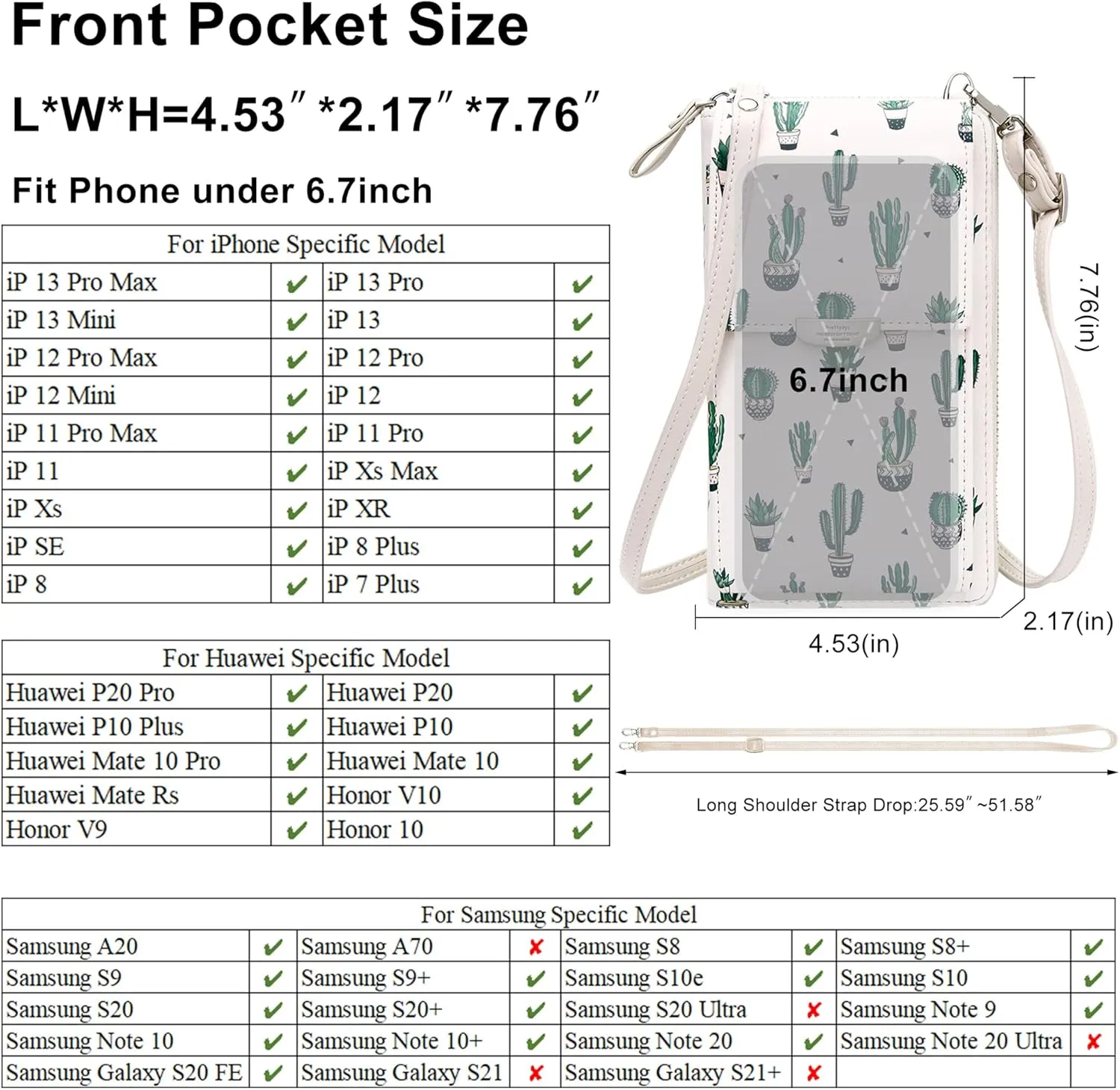 KUKOO Small Crossbody Bag Cell Phone Purse Wallet with Credit Card Slots for Women