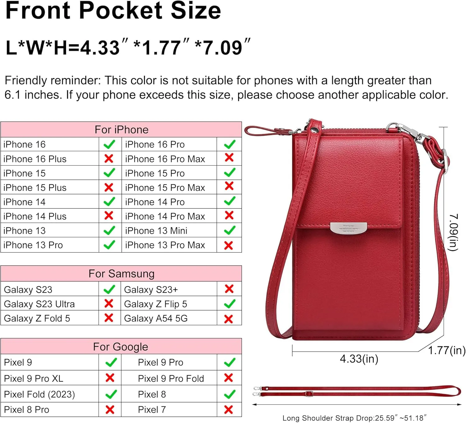 KUKOO Small Crossbody Bag Cell Phone Purse Wallet with Credit Card Slots for Women
