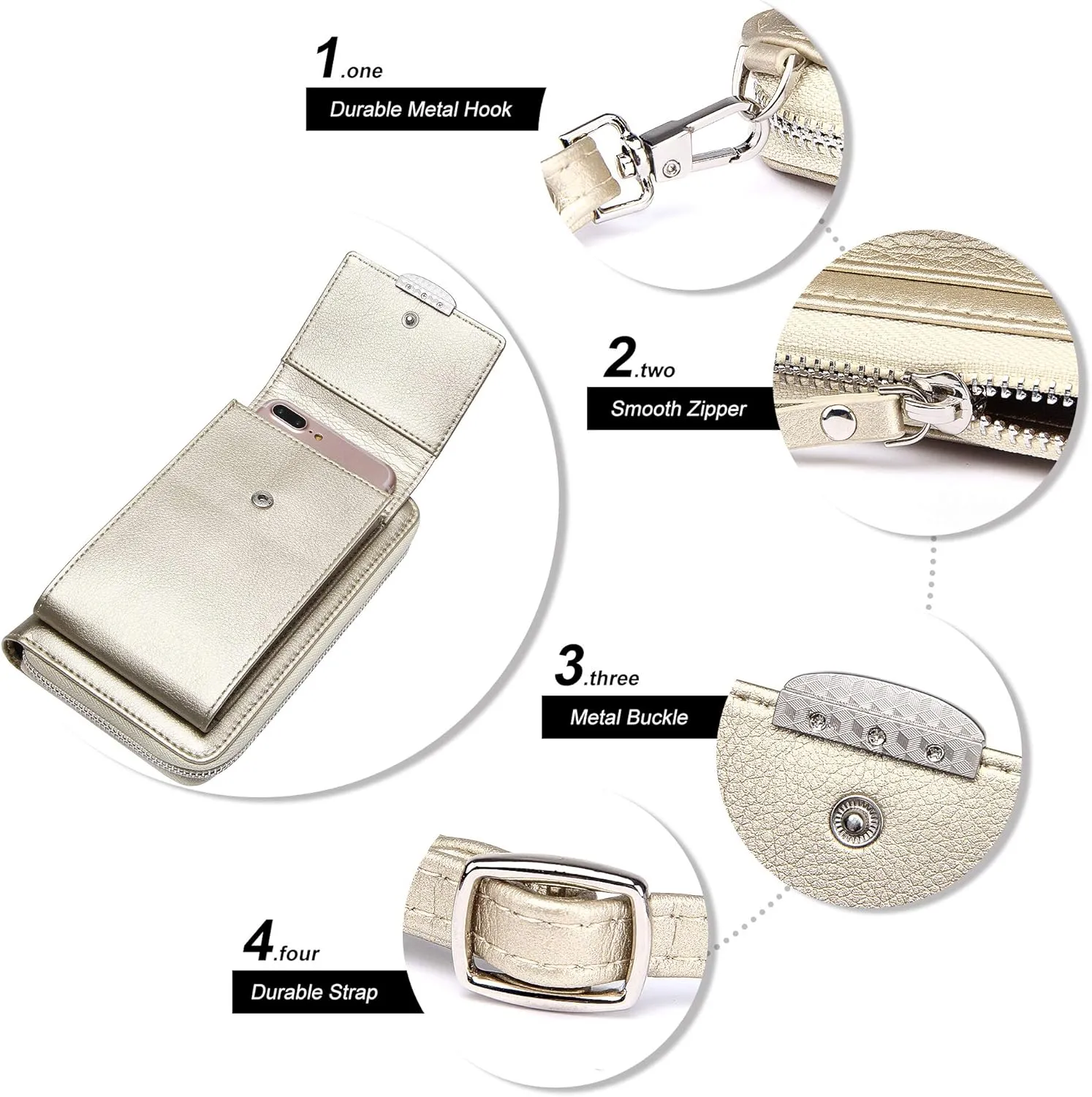KUKOO Small Crossbody Bag Cell Phone Purse Wallet with Credit Card Slots for Women