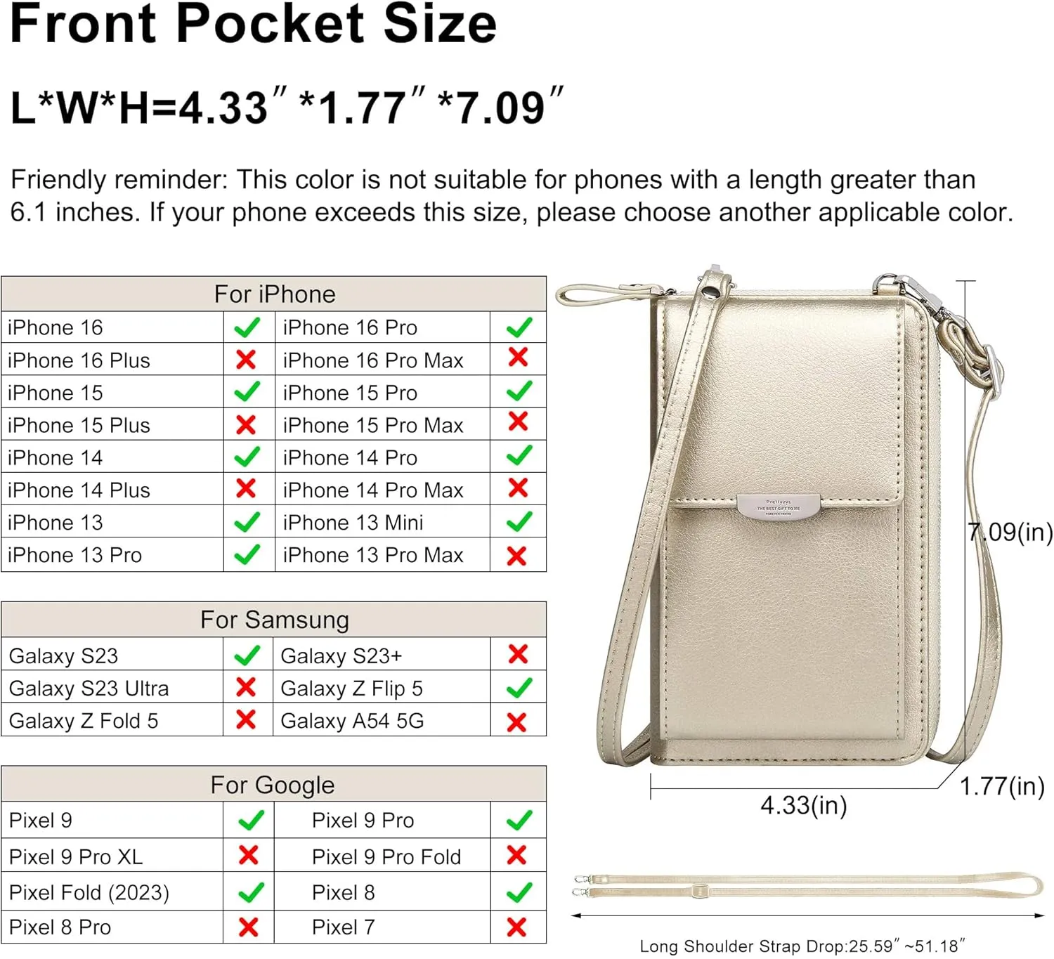 KUKOO Small Crossbody Bag Cell Phone Purse Wallet with Credit Card Slots for Women