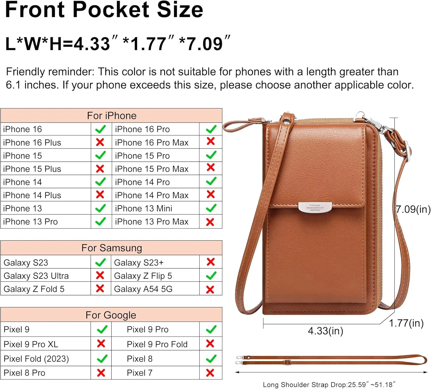 KUKOO Small Crossbody Bag Cell Phone Purse Wallet with Credit Card Slots for Women