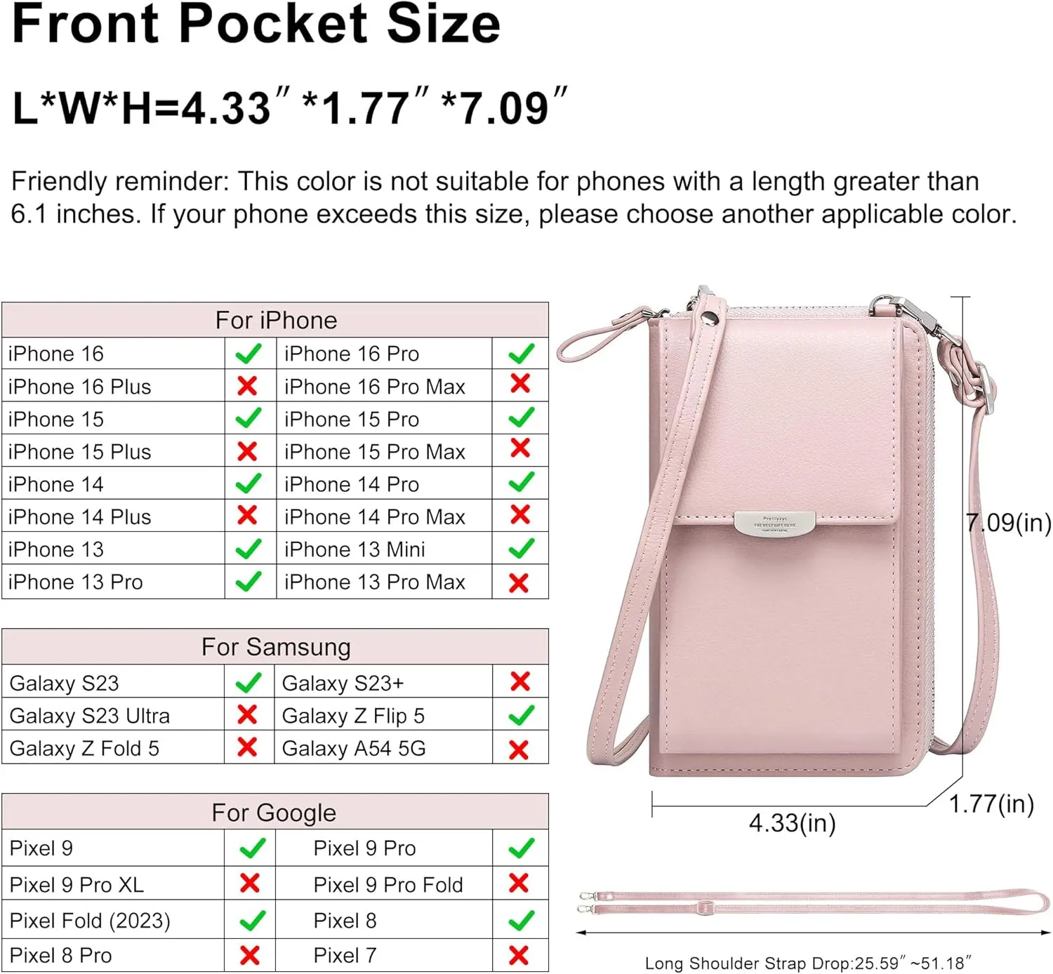 KUKOO Small Crossbody Bag Cell Phone Purse Wallet with Credit Card Slots for Women