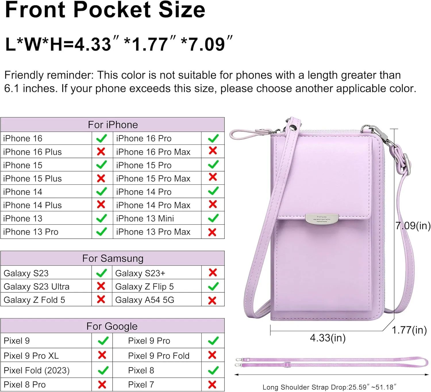 KUKOO Small Crossbody Bag Cell Phone Purse Wallet with Credit Card Slots for Women